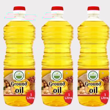 Pure Groundnut Oil 3 ltr - Pack of (3 × 1 Ltr) by Vishwakarma – Healthy Cooking, Made by Farmers