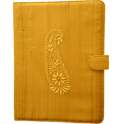 Chikankari | Tussar Silk Chikankari| | Hand Embroidery | Personal or Office | Folder | Color Yellow