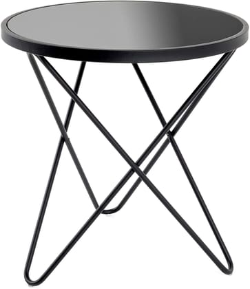 Black Metal Wooden Side Table, Small Round Coffee end Bedside Black Metal Wooden Side Table, Small Round Coffee end Bedside