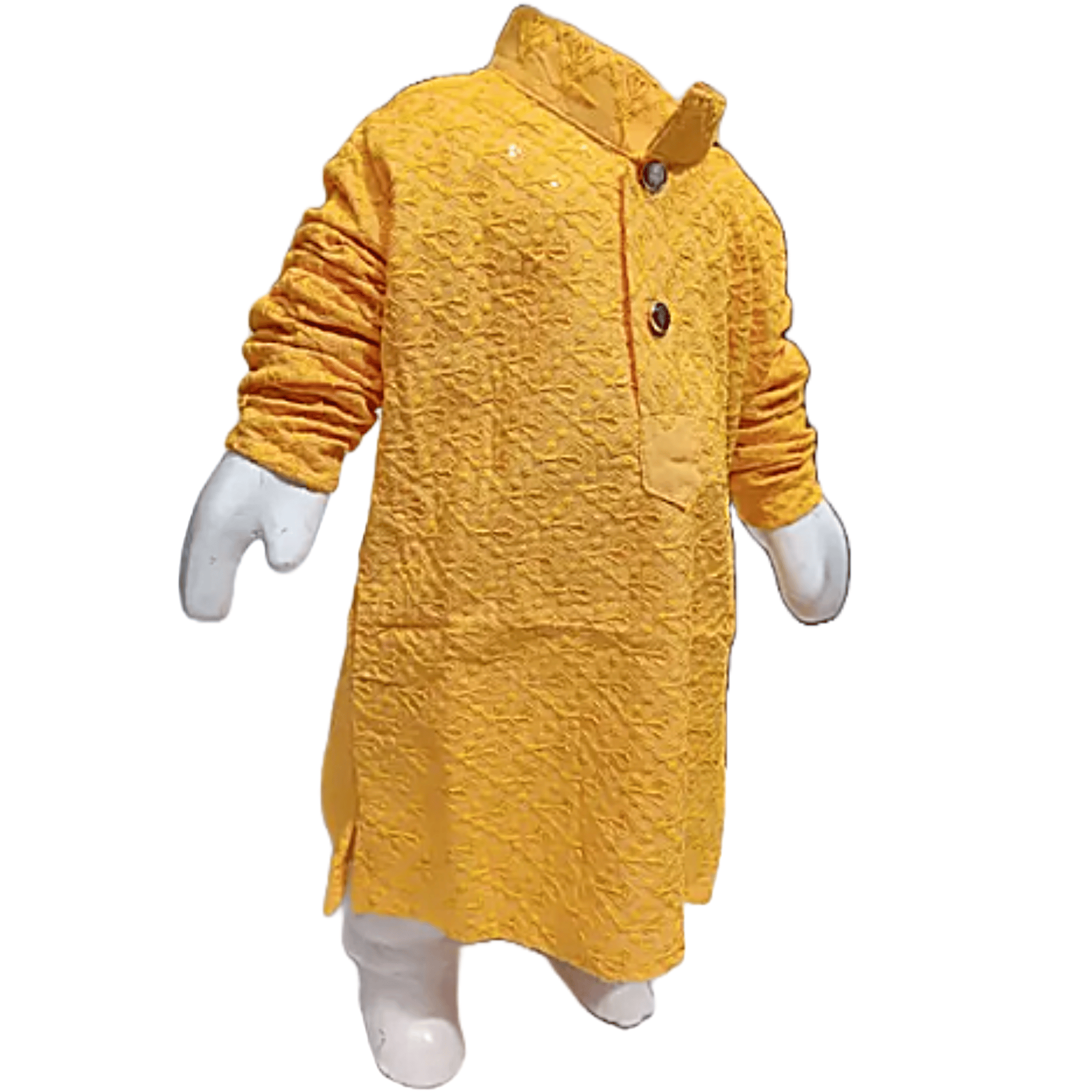 Mustard Yellow and White | Lukhnowi Chikankari | Kurta With Pyjama Set for Boys -6-12 Month