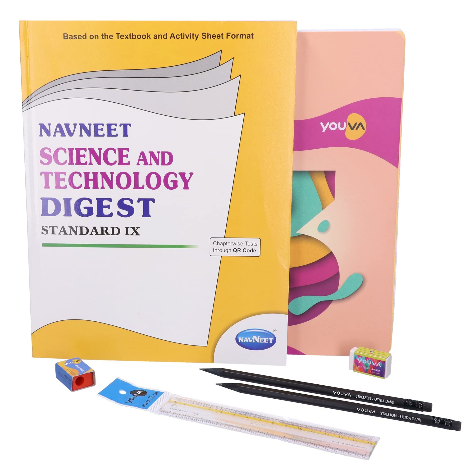 Navneet Youva Happiness Combo Science and Technology Study Kit 2 (1 Digest + 1 Three Subject Book + 2 Pencils + 1 Sharpener + 1 Eraser + 1 Scale) [Office Product]