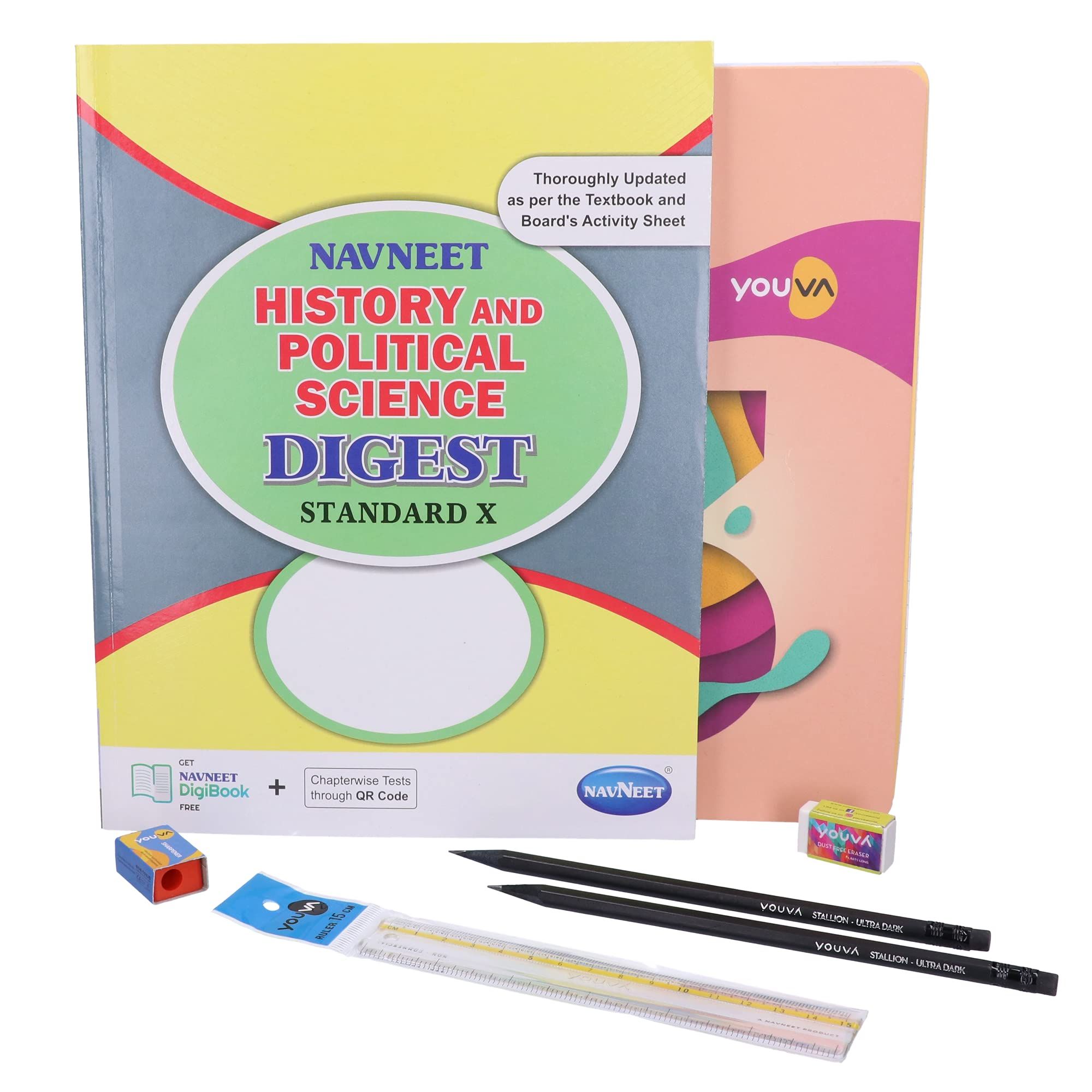 Navneet Youva Happiness Combo History and political science Study Kit 2 (1 Digest + 3 Subject Book + 2 Pencils + Sharpner + Eraser + Scale)