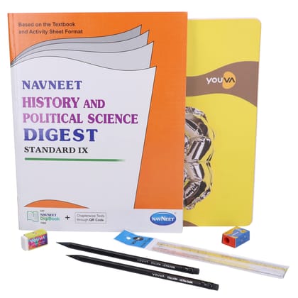 Navneet Youva Happiness Combo History and political science Study Kit 2 (1 Digest + 3 Subject Book + 2 Pencils + Sharpner + Eraser + Scale)