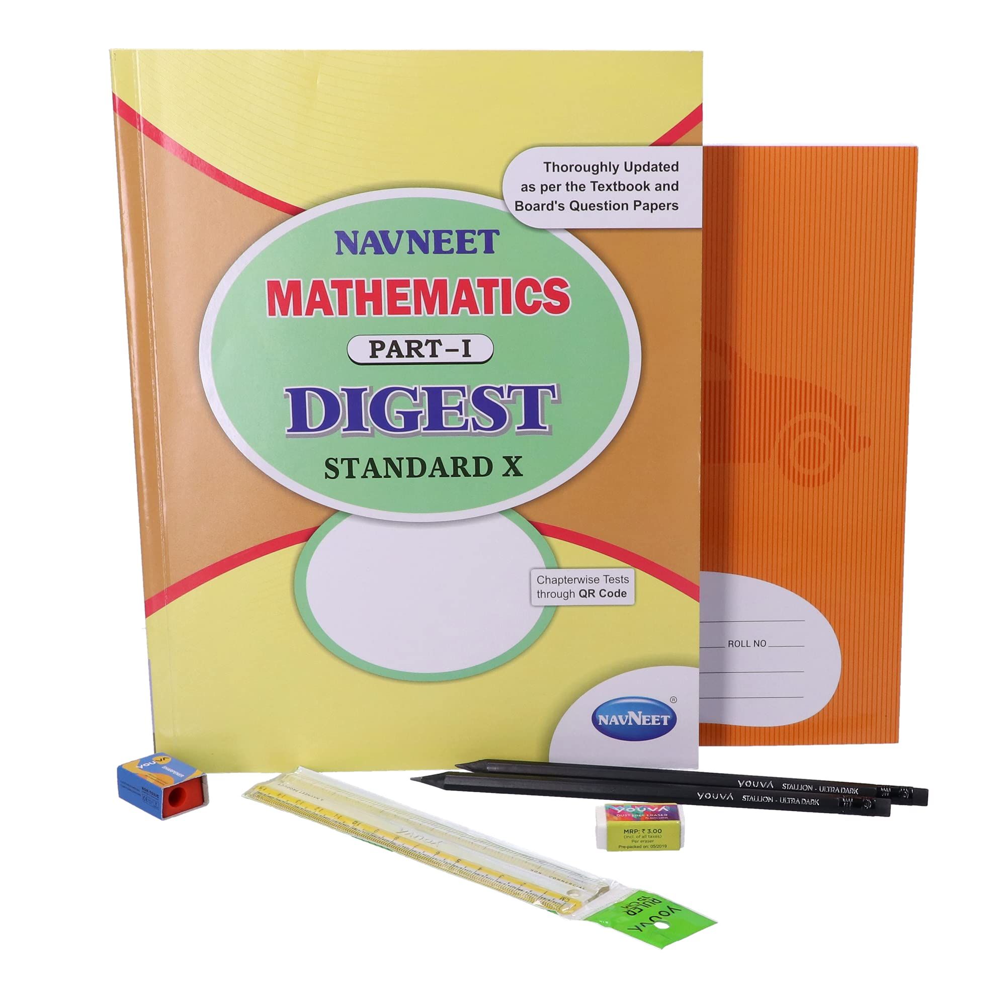 Navneet Youva Happiness Combo Mathematics Study Kit 1 Part 1 (1 Digest + 1 Notebook + 2 Pencils + 1 Sharpener + 1 Eraser + 1 Scale)