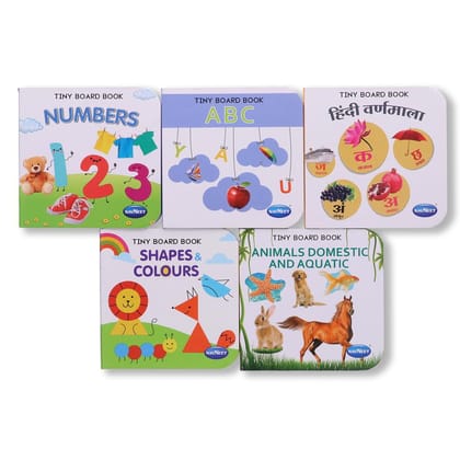 Navneet Tiny Board Book Library- Best Picture board books for babies & toddlers: 5 Books- ABC, Numbers, Hindi Varnamala, Shapes and Colours,Domestic and Aquatic animals- Early Learning Books Navneet Education Limited Navneet Tiny Board Book Library- Best Picture board books for babies & toddlers: 5 Books- ABC, Numbers, Hindi Varnamala, Shapes and Colours,Domestic and Aquatic animals- Early Learning Books Navneet Education Limited