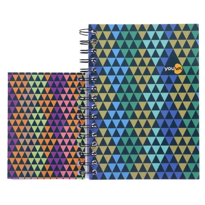 Navneet Youva Dual A5 & A6 Single Line Wiro Bound Notebook for College & Office Use, Pack of 2, Multicolour (23981)