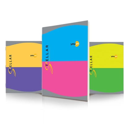 Navneet Youva Stellar | Soft Bound Long Book | A4 Size 21 cm x 29.7 cm | Single Line | 228 Pages | Pack of 3, Multicolor, (23962)