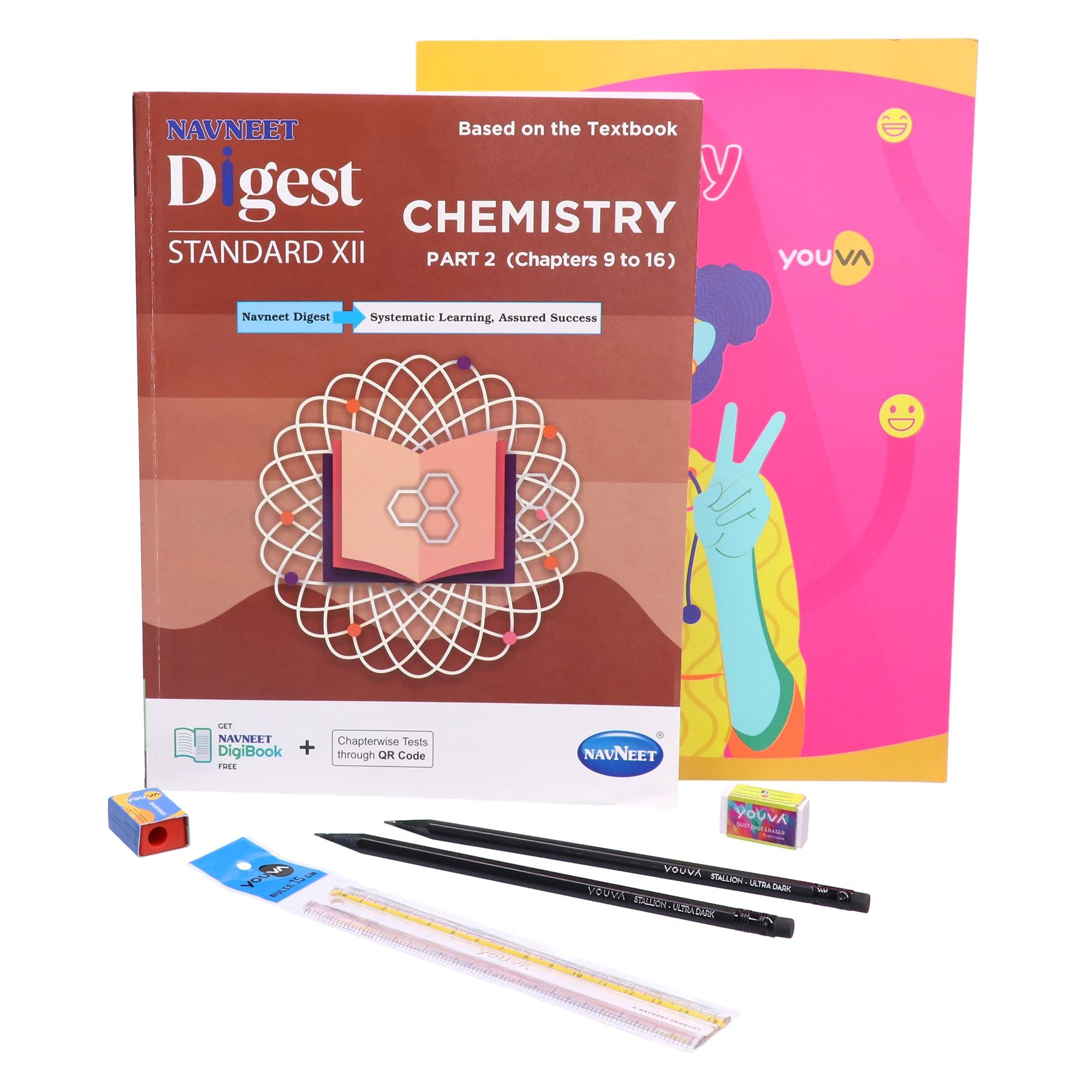Navneet Youva Happiness Combo Chemistry Study Kit 2 Part 2 (1 Digest + 1 Long Book + 2 Pencils + 1 Sharpener + 1 Eraser + 1 Scale), (23955)