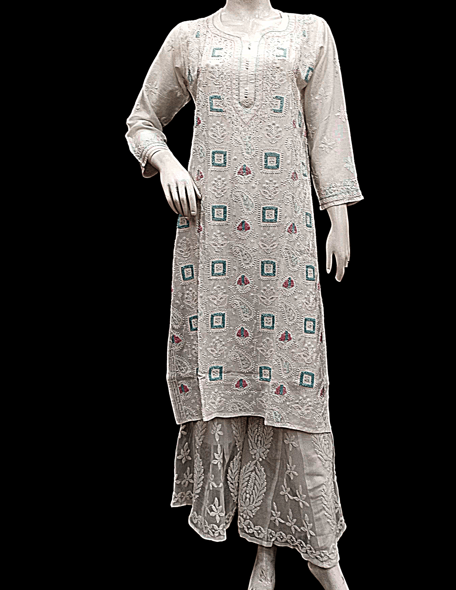 Off White | Full Chikankari on Both Sides | Chikankari | Lucknowi | Hand Embroidery | Silk | Kurta