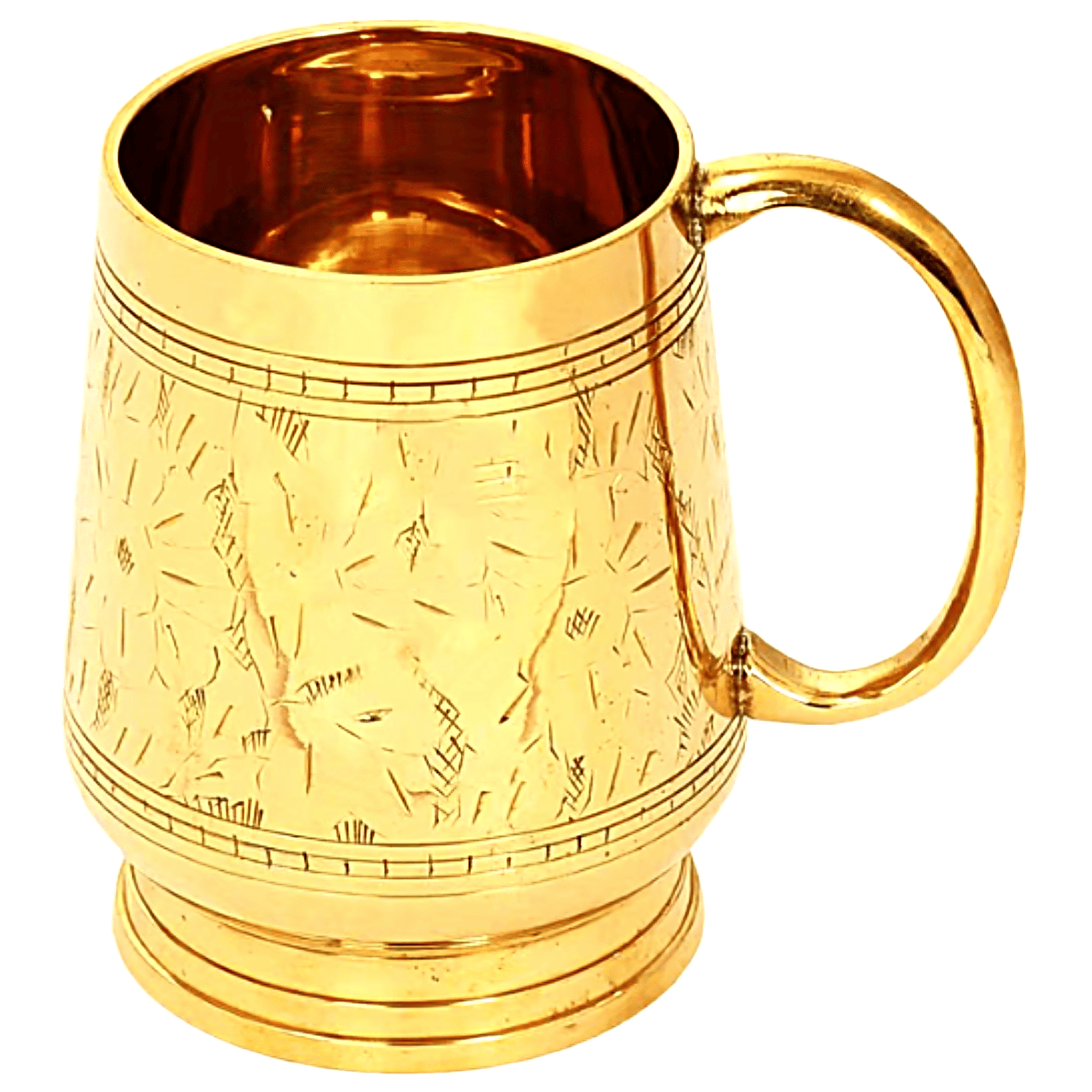 R D International | Beverage Mug | Brass Hand Craft Carving | Brass Glass Glass With Handle | Brass Jug | Brass Glass