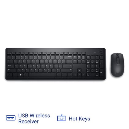 Dell USB Wireless Keyboard and Mouse combo - KM3322W, Anti-Fade & Spill-Resistant Keys, up to 36 Month Battery Life