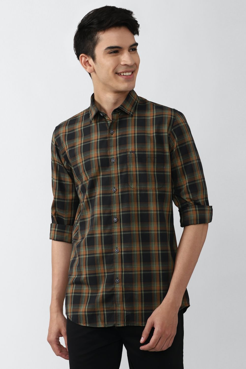 Men Multi Slim Fit Check Full Sleeves Casual Shirt
