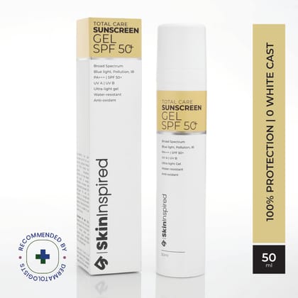 SkinInspired Total Care Gel Sunscreen | SPF 50+ PA+++ | Broad Spectrum | Ultra Light Gel | All Skin Types | For Both Men & Women | Airless Pump - 50 ml SkinInspired Total Care Gel Sunscreen | SPF 50+ PA+++ | Broad Spectrum | Ultra Light Gel | All Skin Types | For Both Men & Women | Airless Pump - 50 ml
