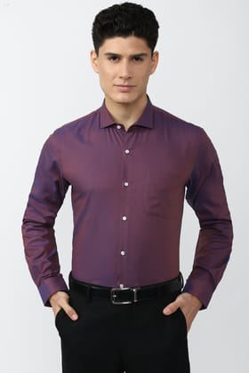 Men Purple Slim Fit Formal Full Sleeves Formal Shirt