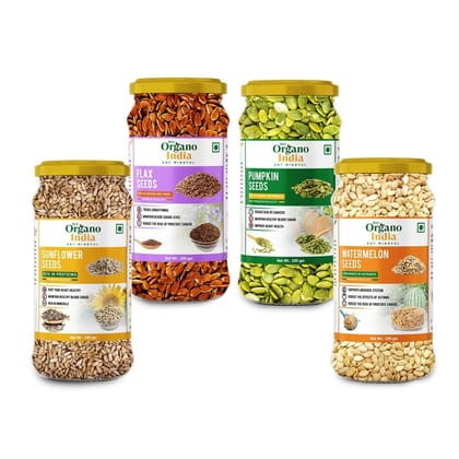 Organo India Super Seeds combo for Eating Pack of 4 (200g*4)-Raw Seeds Mix (Sunflower, Pumpkin, Watermelon & Flax) | Healthy Seeds |Good Diet| Good for Bone Health Organo India Super Seeds combo for Eating Pack of 4 (200g*4)-Raw Seeds Mix (Sunflower, Pumpkin, Watermelon & Flax) | Healthy Seeds |Good Diet| Good for Bone Health