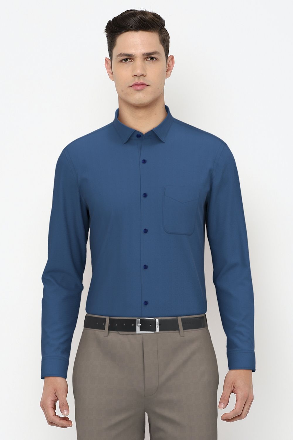 Men Blue Regular Fit Formal Full Sleeves Formal Shirt