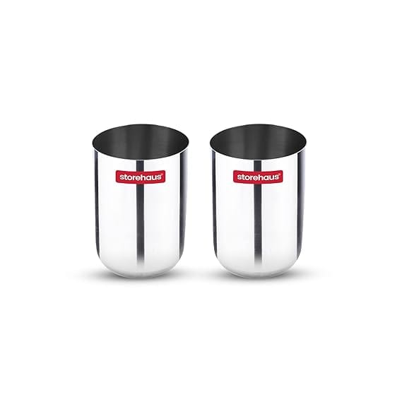 Storehaus Stainless Steel 2 pc Glass Set, Ideal for Home, Restaurants and Family Use, Kitchenware, Silver