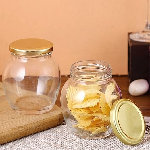 Storehaus Matka Glass Jar-335ml - Kitchen Storage Set of 6, Transparent, M3356S,Storage Jar, Kitchen Organizer, Air Tight, Modular, Food Grade, Multipurpose Jar