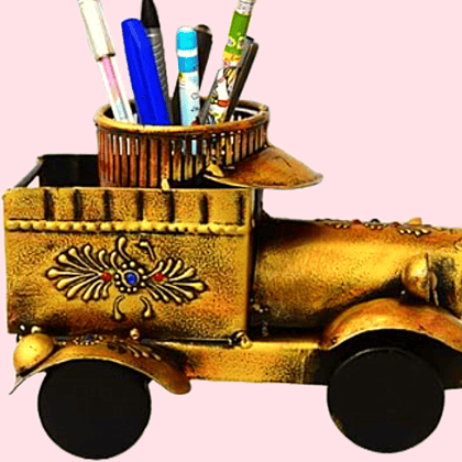 Exim 11 | Vintage Truck | Brass Pen Holder Stand | Collectible Showpiece | Paper Weight for Office Table | Stylish Fancy | Holder for Men Women Office Home Decor Gift Exim 11 | Vintage Truck | Brass Pen Holder Stand | Collectible Showpiece | Paper Weight for Office Table | Stylish Fancy | Holder for Men Women Office Home Decor Gift