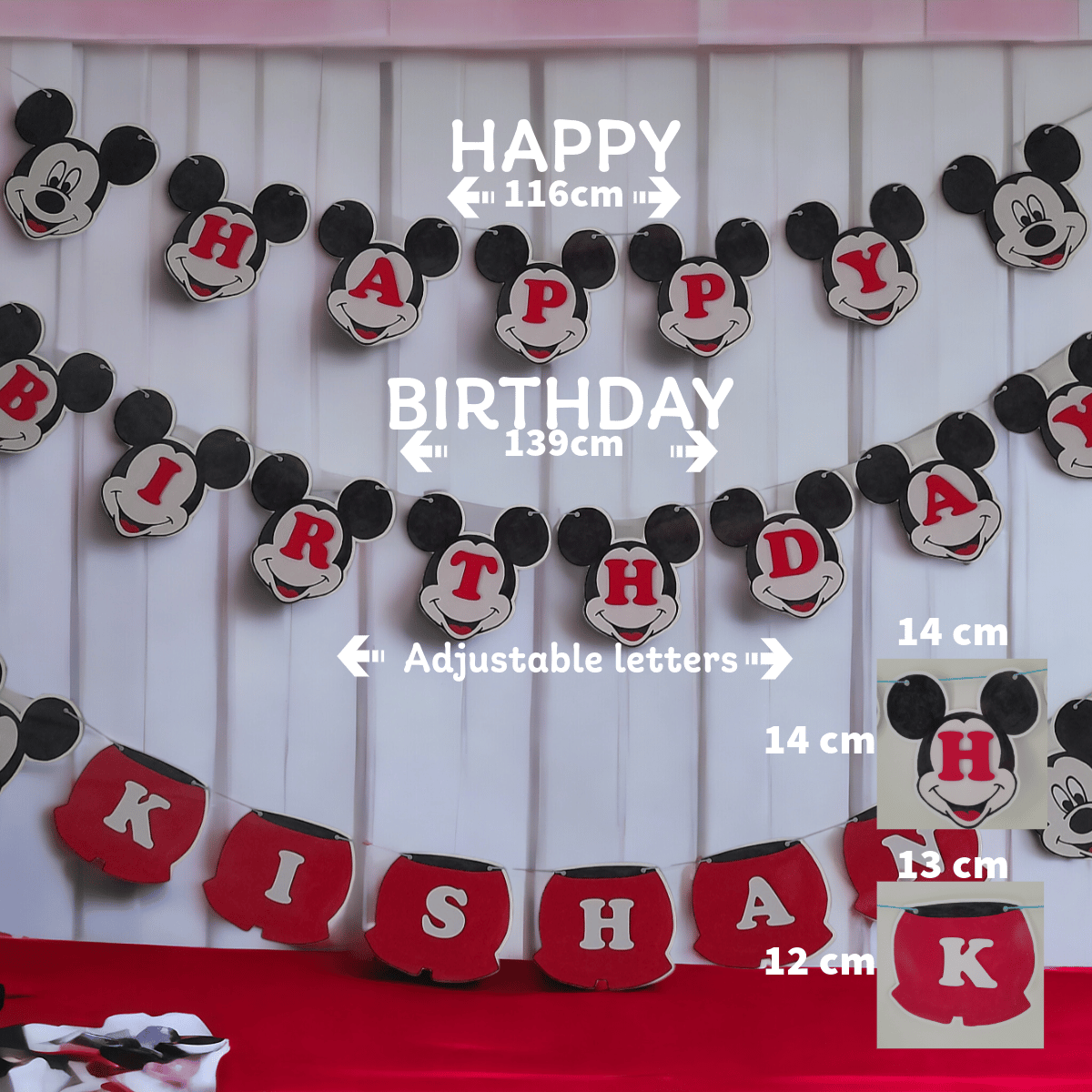 Partybus – Mickey Mouse Themed Happy Birthday Banner with Name