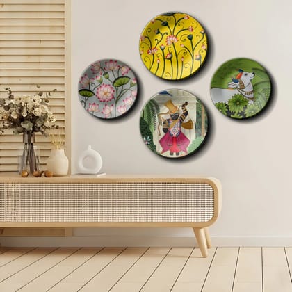 Set of 4 Pichwai Wall Plates Home Décor Set of 4 Pichwai Wall Plates Home Décor