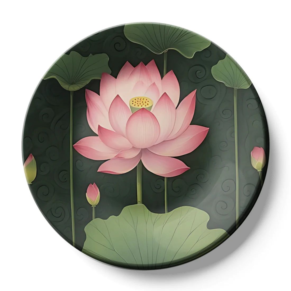 Pink Lotus Ceramic Wall Plate Home Décor