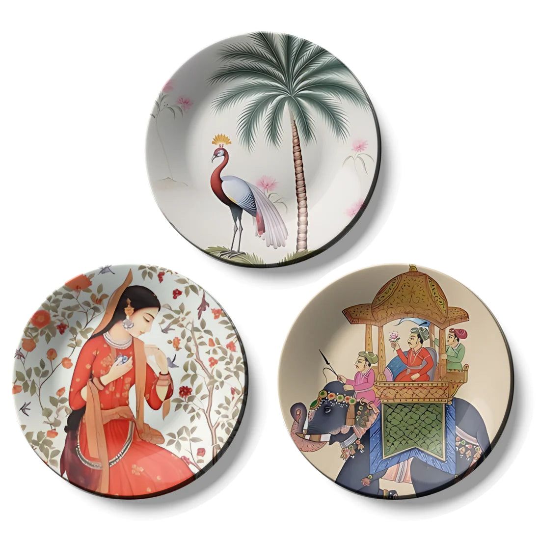 Set of 3 Assorted Nature and Culture Wall Plates Décor