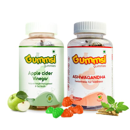 Gummsi Apple Cider Vinegar & Ashwagandha Gummies | 30 Gummies Each (Pack of 2) Gummsi Apple Cider Vinegar & Ashwagandha Gummies | 30 Gummies Each (Pack of 2)