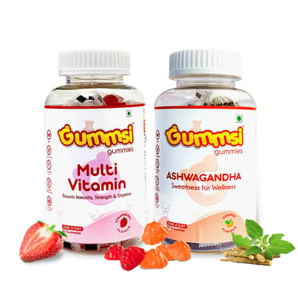 Gummsi Multivitamin & Ashwagandha Gummies | 30 Gummies Each (Pack of 2) Gummsi Multivitamin & Ashwagandha Gummies | 30 Gummies Each (Pack of 2)