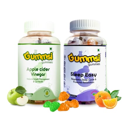 Gummsi Sleep Easy & Apple Cider Vinegar Gummies | 30 Gummies Each (Pack of 2) Gummsi Sleep Easy & Apple Cider Vinegar Gummies | 30 Gummies Each (Pack of 2)