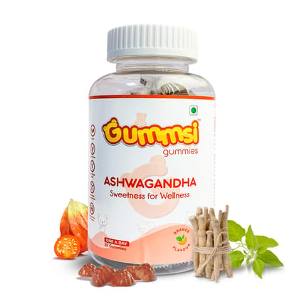 Gummsi Ashwagandha Gummies for Men and Women, Natural Orange Flavor - 60 Gummies Gummsi Ashwagandha Gummies for Men and Women, Natural Orange Flavor - 60 Gummies