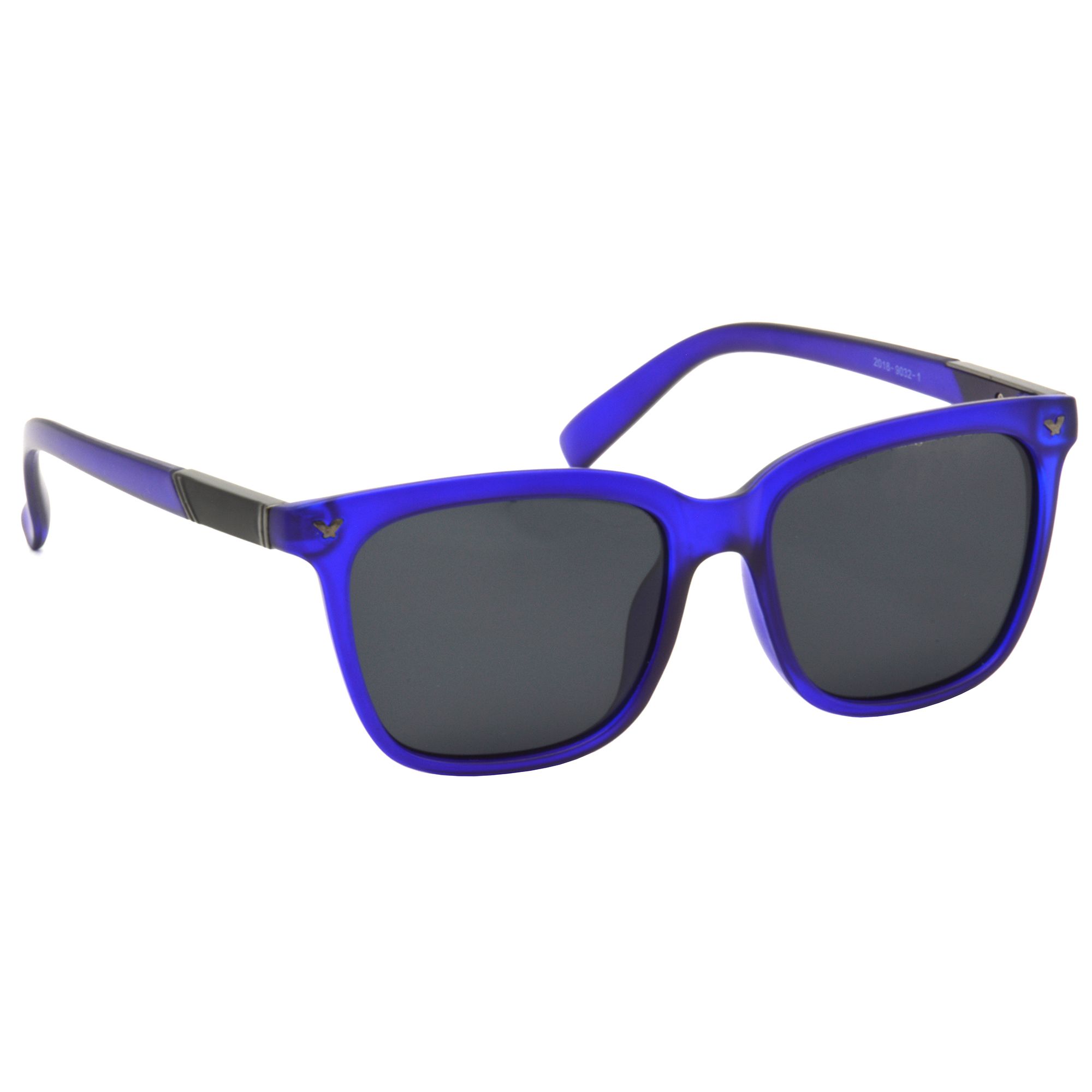 Hrinkar Grey Rectangular Sunglasses Styles Blue Frame Polarized Glasses for Men & Women - HRS500-BU-BK-P