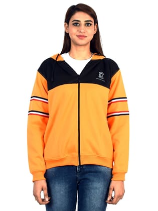 Chanda Khuba Women's Oversized Black and Mustard Orange Hoodies and Sweatshirts: Stay On-Trend in Style | CKHD05-G-02