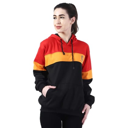 Chanda Khuba Women's Oversized Red and Mustard Orange and Black Hoodies and Sweatshirts: Stay On-Trend in Style | CKHD-G-02-03
