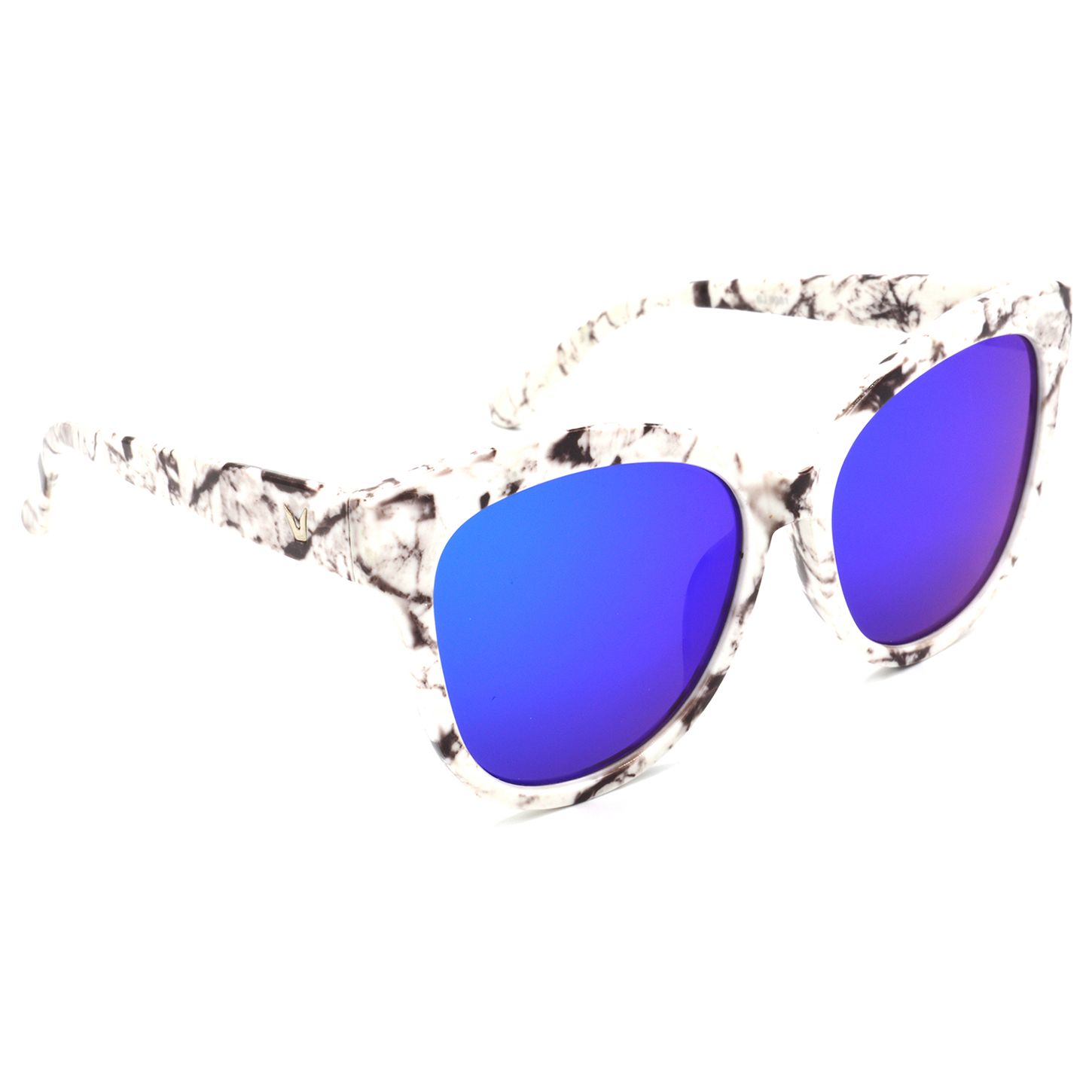 Hrinkar Blue Round Cooling Glass White Frame Best Sunglasses for Women - HRS321-WT-BWN-BU