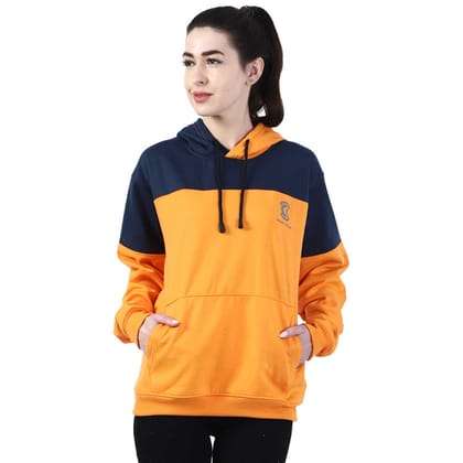 Chanda Khuba Women's Oversized Dark Blue and Mustard Orange Hoodies and Sweatshirts: Stay On-Trend in Style | CKHD-G-01-02