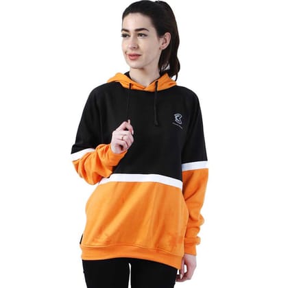 Women's Oversized Black and Mustard Orange Hoodies and Sweatshirts: Stay On-Trend in Style | CKHD-G-06-02