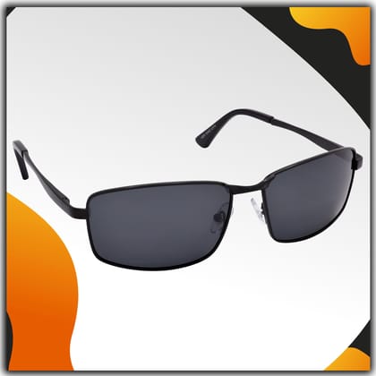 Stylish Wrap-around Full-Frame Metal Polarized Sunglasses for Men and Women | Black Lens and Black Frame | HRS-KC1004-BK-BK-P Stylish Wrap-around Full-Frame Metal Polarized Sunglasses for Men and Women | Black Lens and Black Frame | HRS-KC1004-BK-BK-P