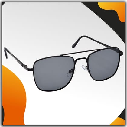 Stylish Rectangular Pilot Full-Frame Metal Polarized Sunglasses for Men and Women | Black Lens and Black Frame | HRS-KC1007-BK-BK-P Stylish Rectangular Pilot Full-Frame Metal Polarized Sunglasses for Men and Women | Black Lens and Black Frame | HRS-KC1007-BK-BK-P