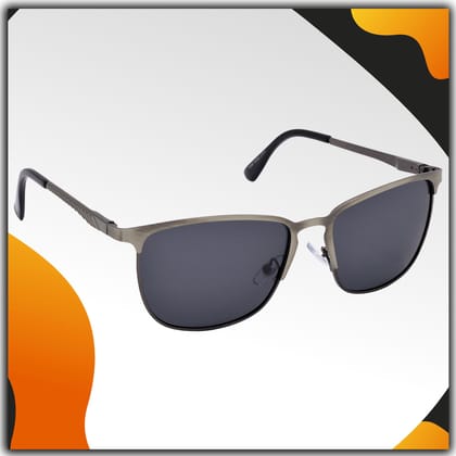 Stylish Retro Square Full-Frame Metal Polarized Sunglasses for Men and Women | Black Lens and Steel Grey Frame | HRS-KC1006-LGRY-BK-P Stylish Retro Square Full-Frame Metal Polarized Sunglasses for Men and Women | Black Lens and Steel Grey Frame | HRS-KC1006-LGRY-BK-P