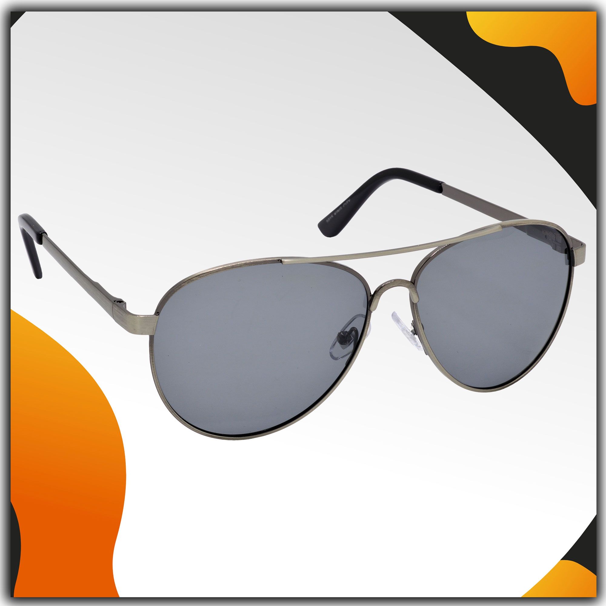 Stylish Pilot Full-Frame Metal Polarized Sunglasses for Men and Women | Black Lens and Steel Grey Frame | HRS-KC1015-LGRY-BK-P