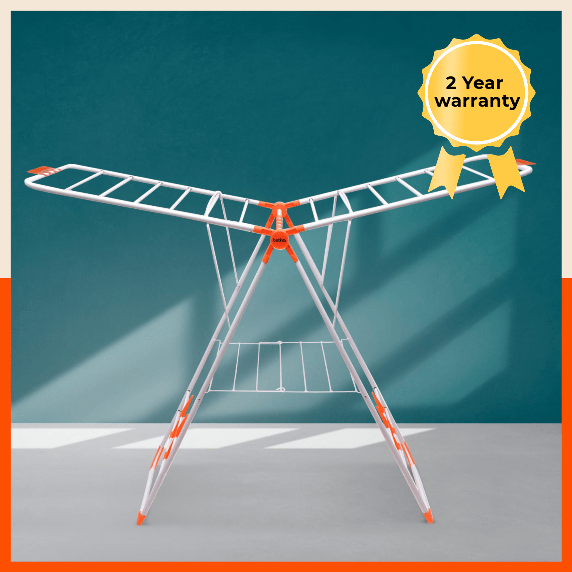 Bathla Mobidry Neo - Foldable Cloth Drying Stand For Home (Orange)