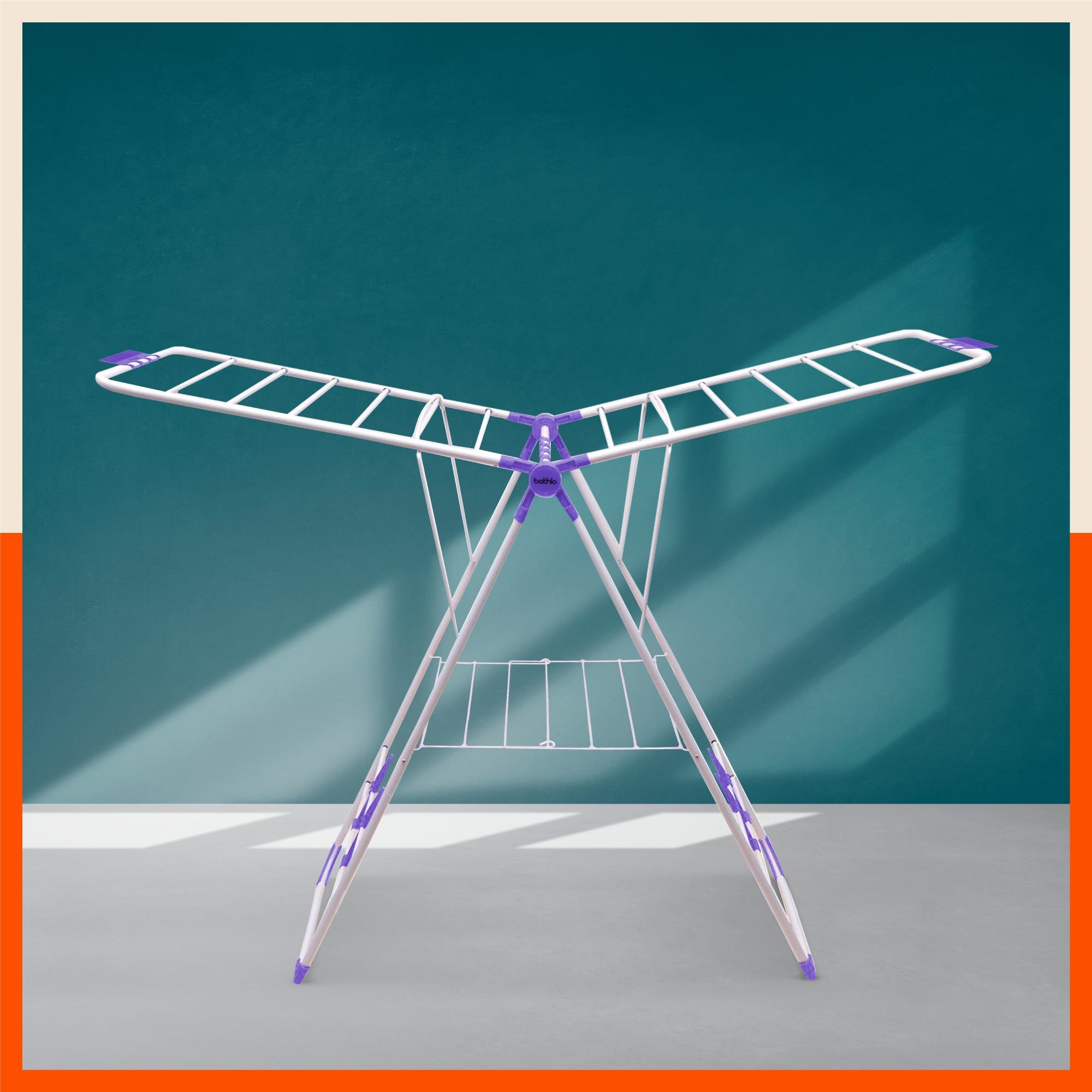 Bathla Mobidry Neo - Foldable Cloth Drying Stand For Home (Purple)