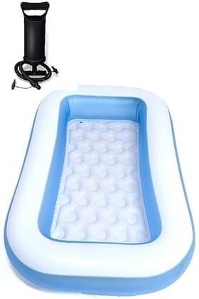 Swimming Pool Bath tub for Baby Inflatable Rectangular with Air Pump Inflatable Rectangular Pool, with Air Pump - Multi Color -6 Feet