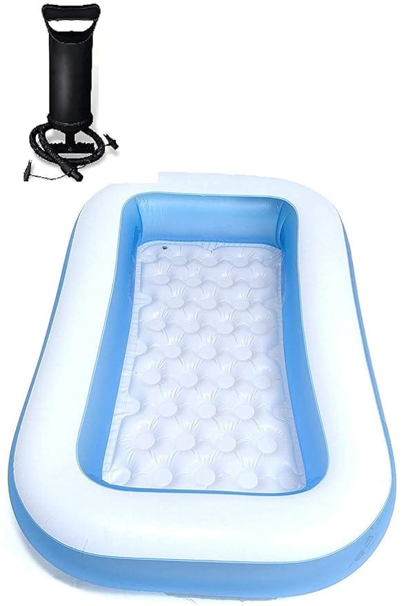 Swimming Pool Bath tub for Baby Inflatable Rectangular with Air Pump Inflatable Rectangular Pool, with Air Pump - Multi Color -6 Feet