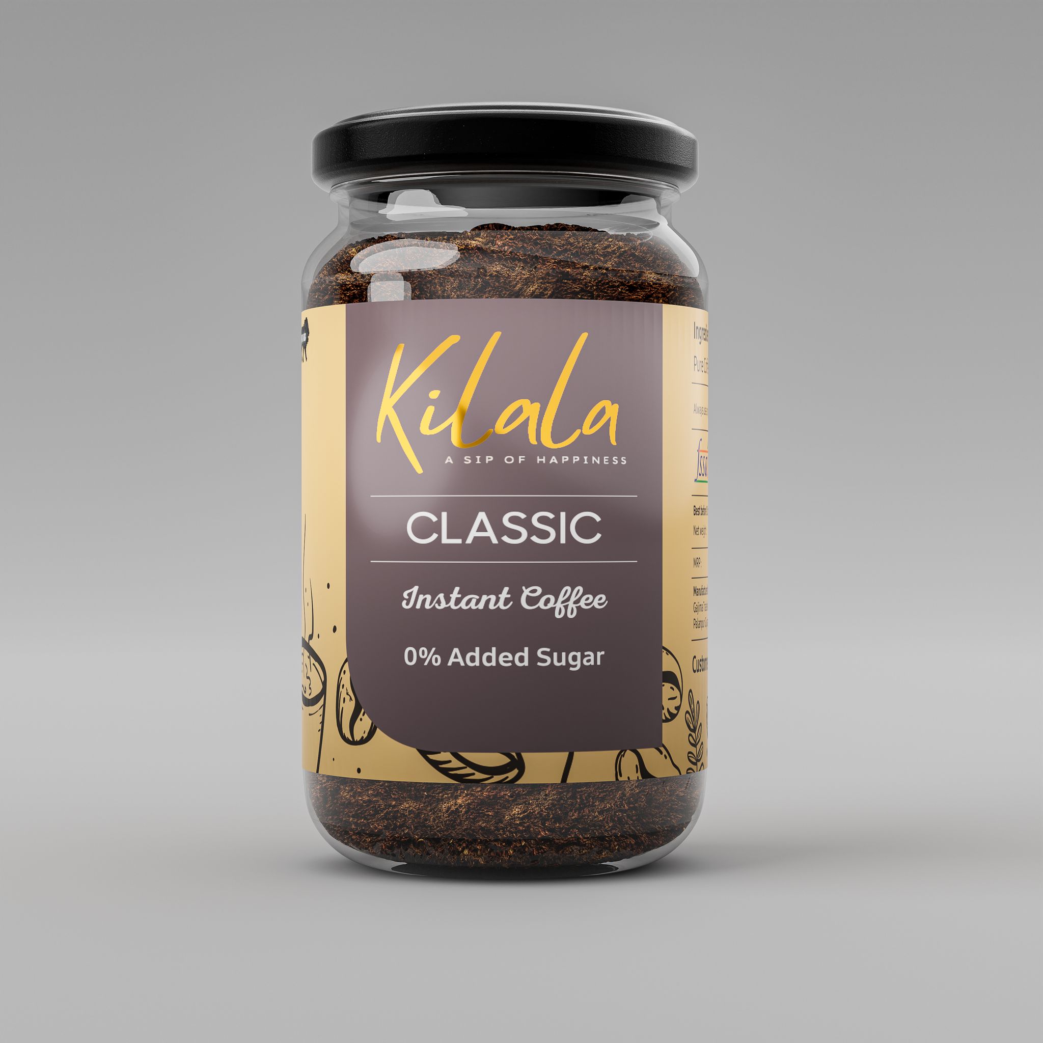 Kilala Classic Instant Coffee - 0% Added Sugar Coffee Jar