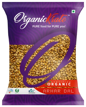 Organic Krate Organic Unpolished Arhar Dal/Toor Dal | Tur Dal | Tur Dal - Rich In Vegan Protein I Non-GMO I Naturally Grown I Chemical Free I Ideal For Traditional Indian Cusine I Organic Pigeon Pea - 900 Grams
