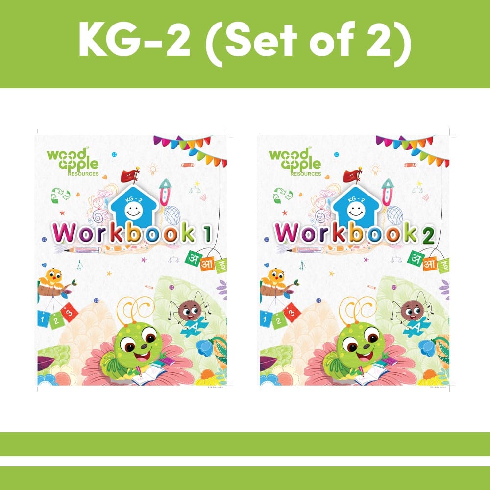 Workbook for KG2 | Skill Based Worksheets | Hindi, English, Maths, and EVS | Age 5-7 Years | Capital and small cursive letters | Reading and Writing Passage | Logical based worksheets