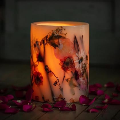 Cd Craft Botanical Candle || Decorative Candle || Made with Dry Flowers and Rose Fragrance || Ideal for Return Gifts Cd Craft Botanical Candle || Decorative Candle || Made with Dry Flowers and Rose Fragrance || Ideal for Return Gifts