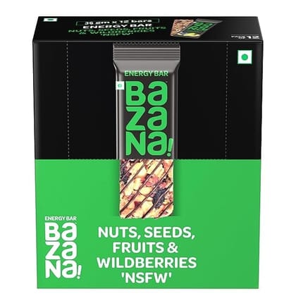 Bazana Nut Seeds Fruit & WildBerries Energy Bars - Experience the Irresistible Revitalizing Power of Natural Flavors - 38g x 12 Bars for an Unmatched Snacking Experience! Bazana Nut Seeds Fruit & WildBerries Energy Bars - Experience the Irresistible Revitalizing Power of Natural Flavors - 38g x 12 Bars for an Unmatched Snacking Experience!